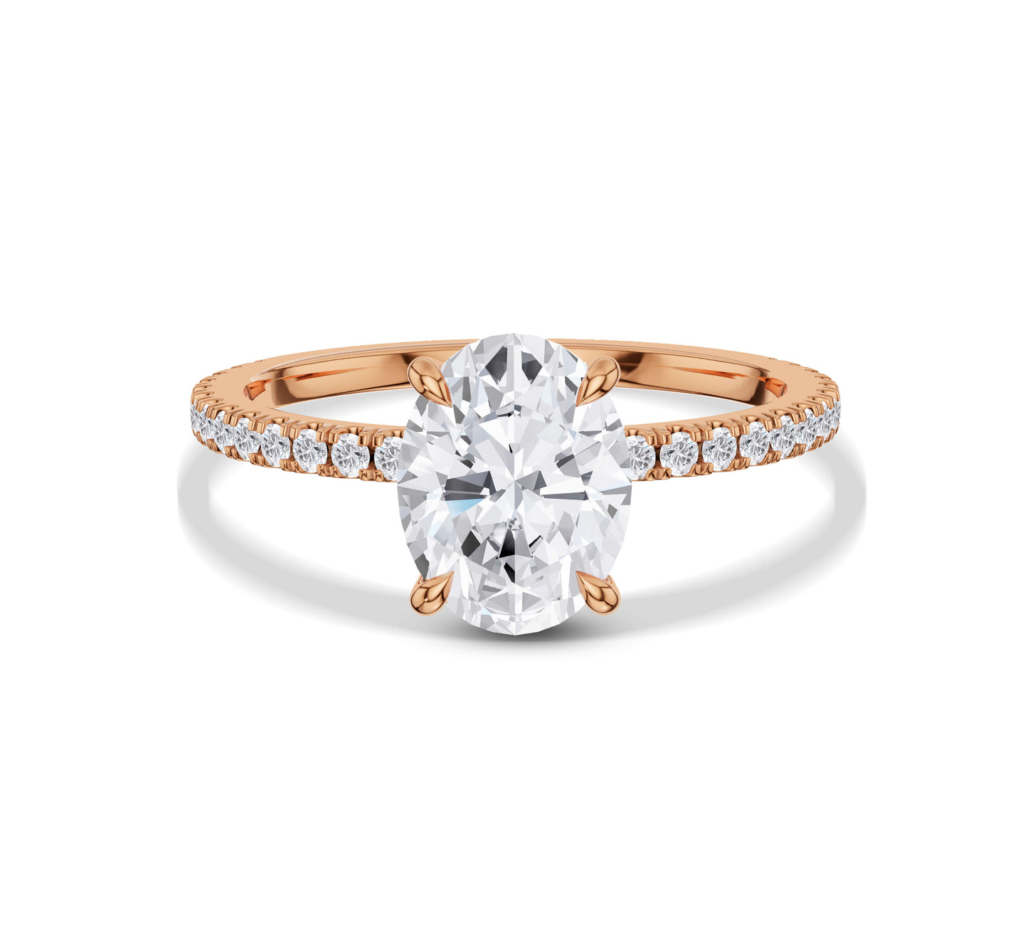 Side-view of modern floating diamond ring in gold