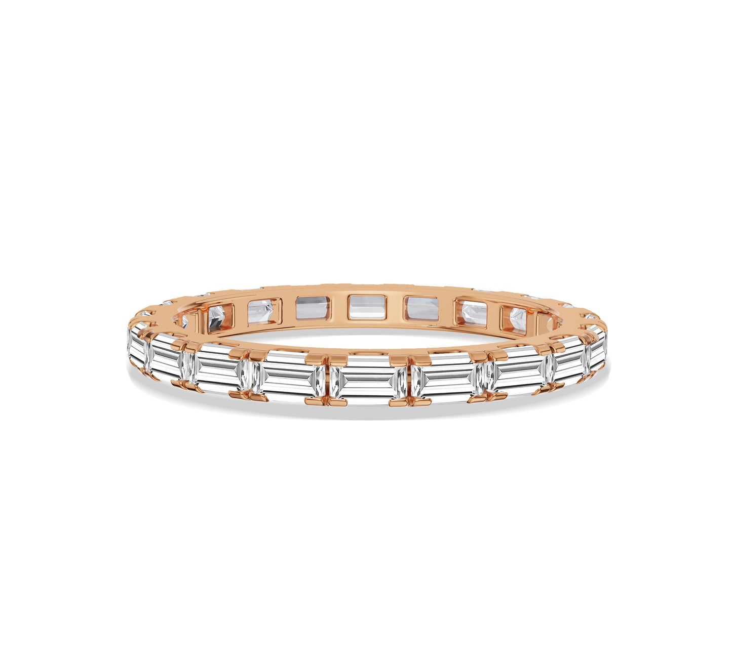 rose gold baguette diamond wedding band