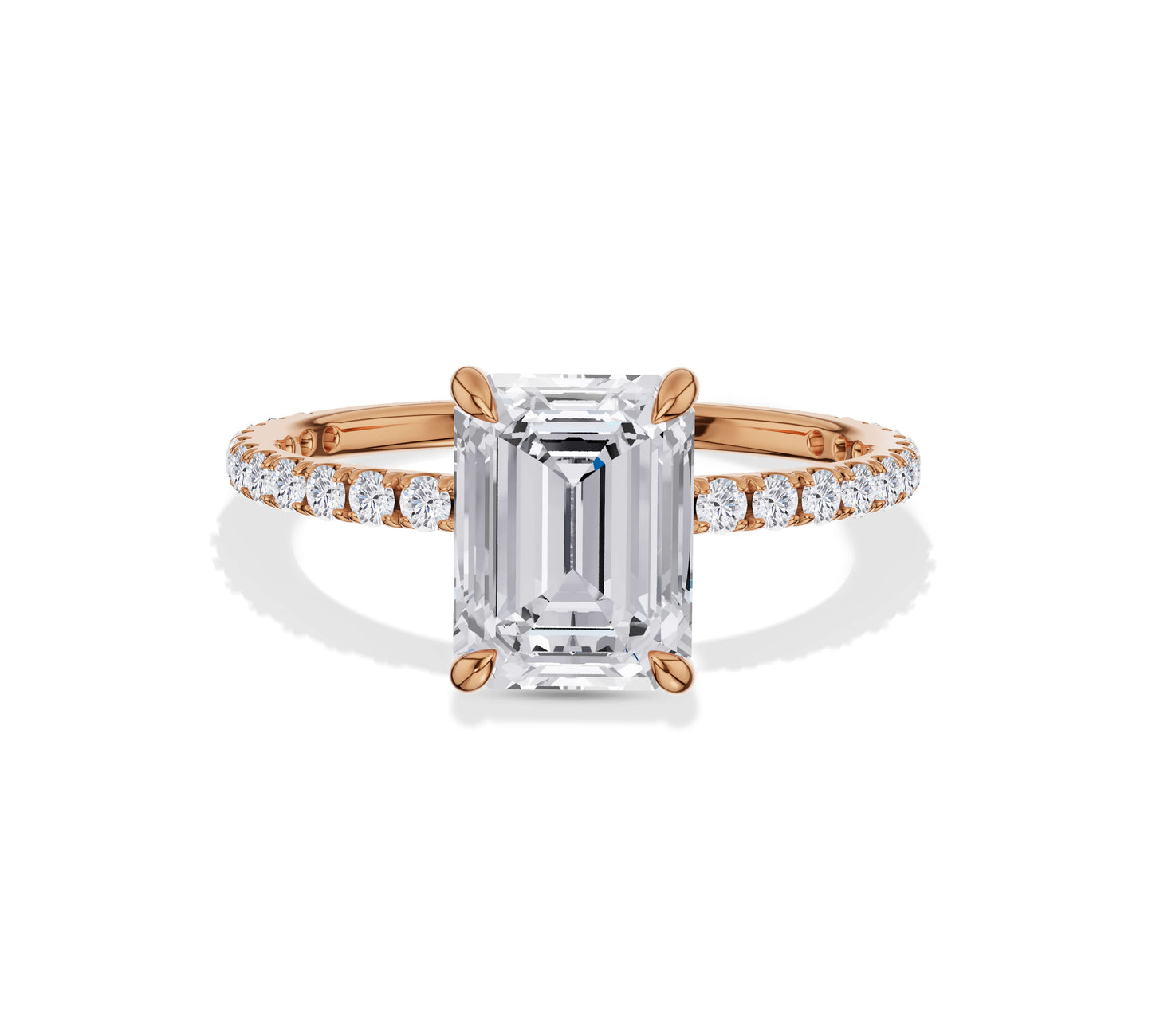 Rose gold emerald diamond ring