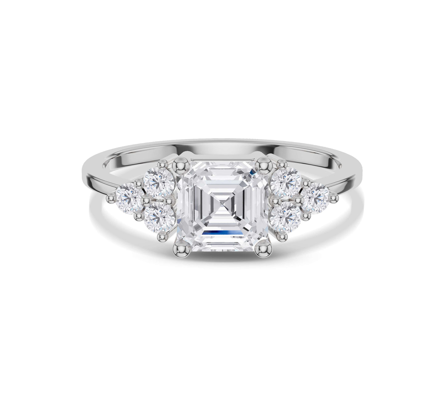 Luxurious Asscher diamond engagement ring setting