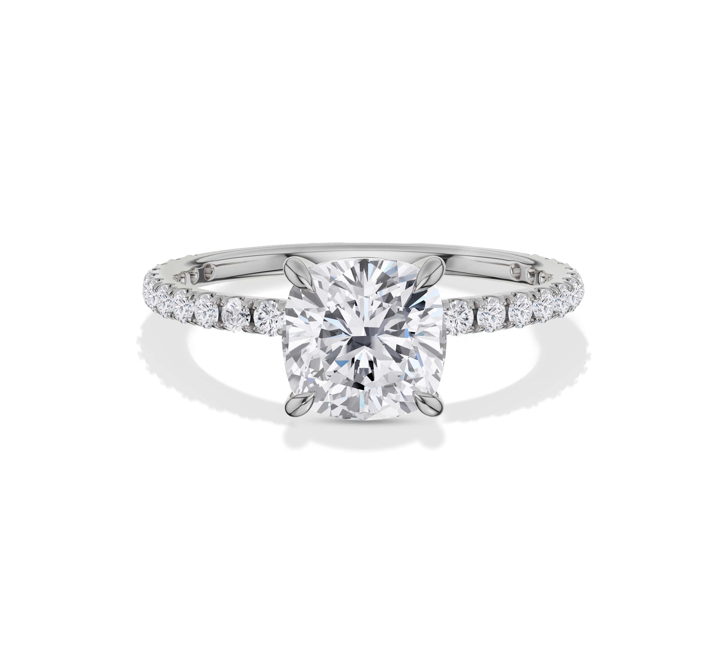 White gold cushion cut lab diamond ring