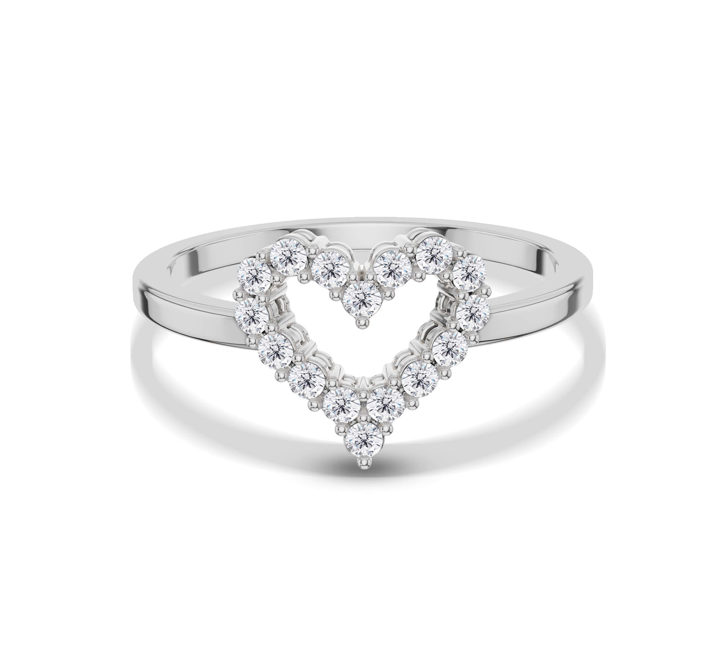 open heart diamond ring white gold
