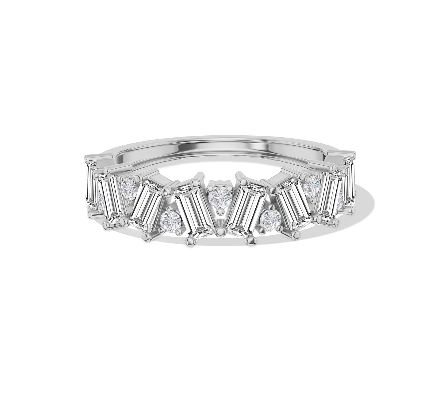 Gold stacking band with mixed diamond cuts
