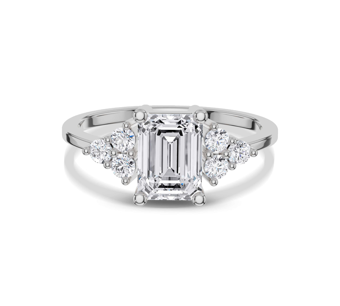 Engagement ring with organic emerald setting
