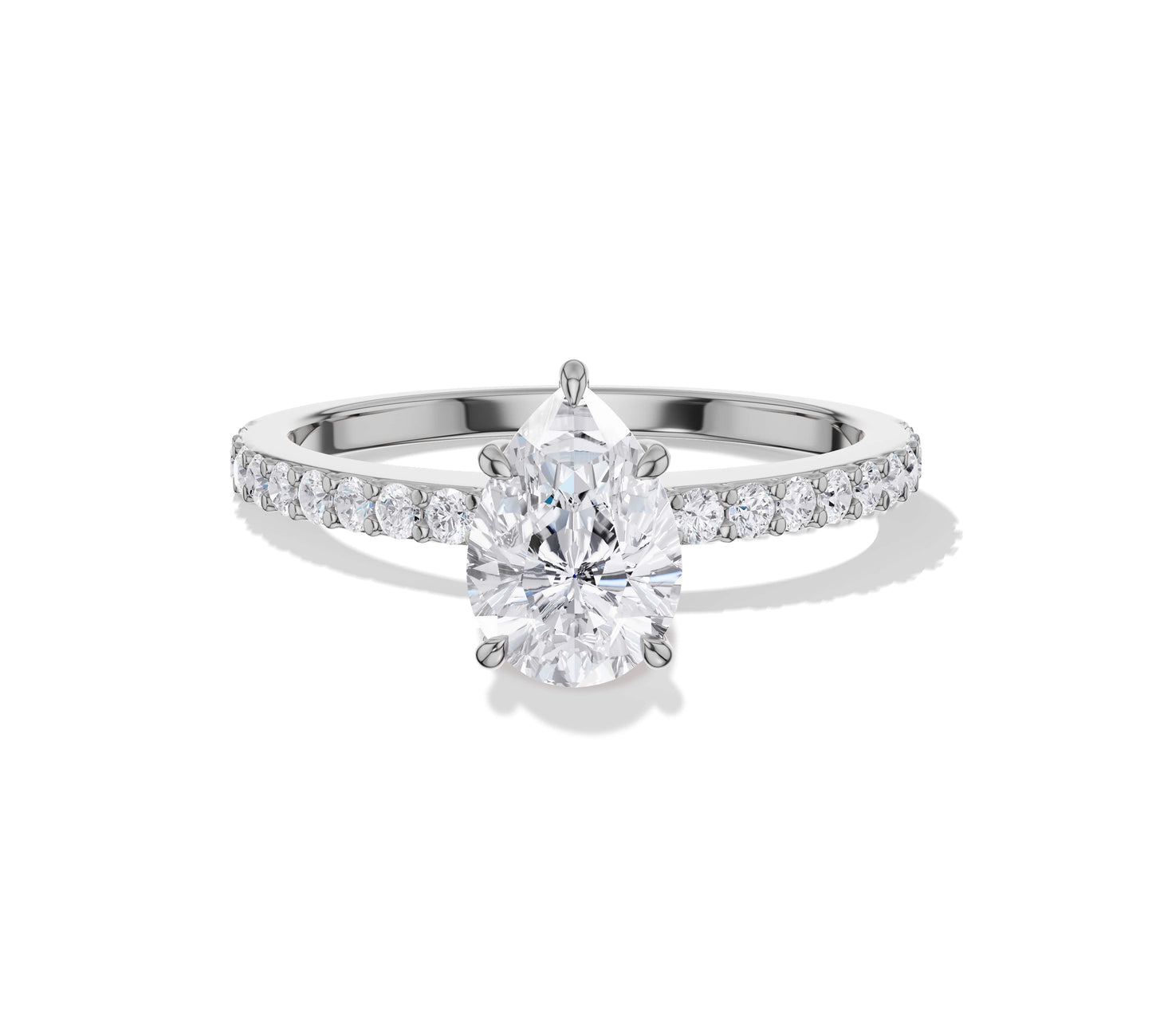 pear shaped engagement ring set white gold