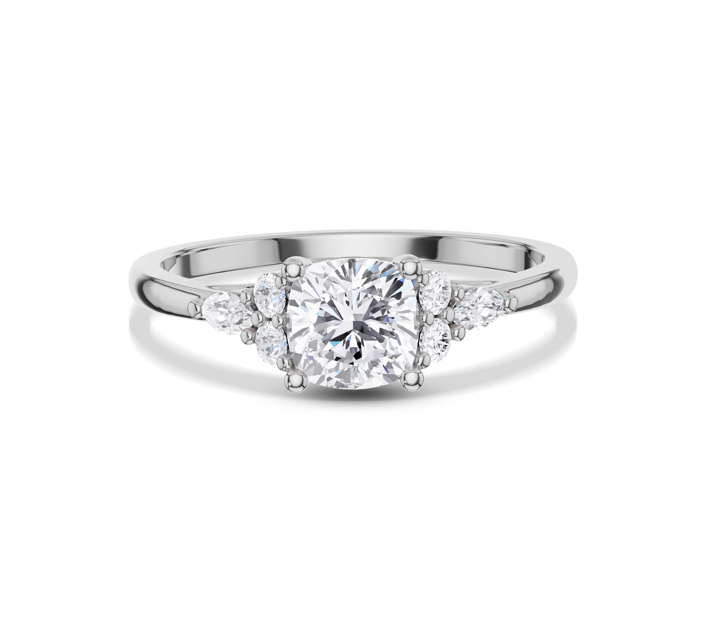 Elegant and feminine cushion diamond ring in yellow gold