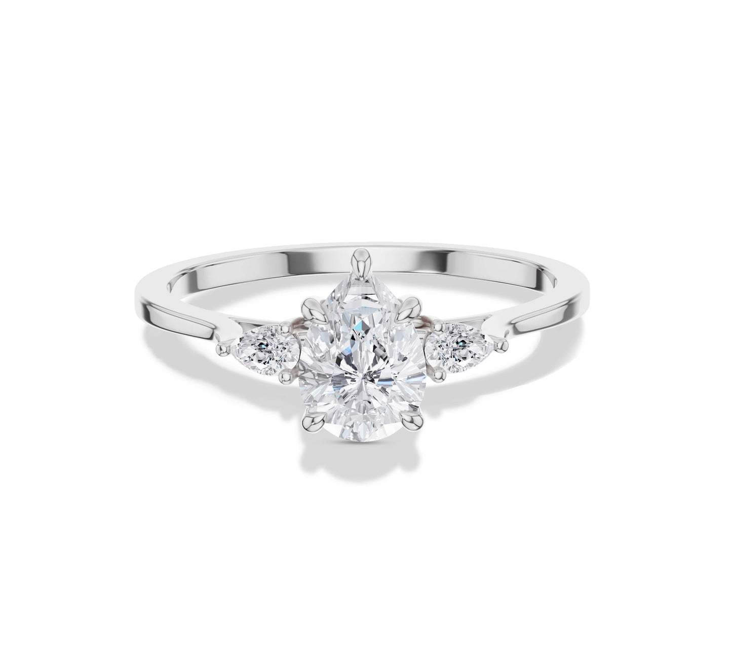 white gold pear moissanite engagement ring