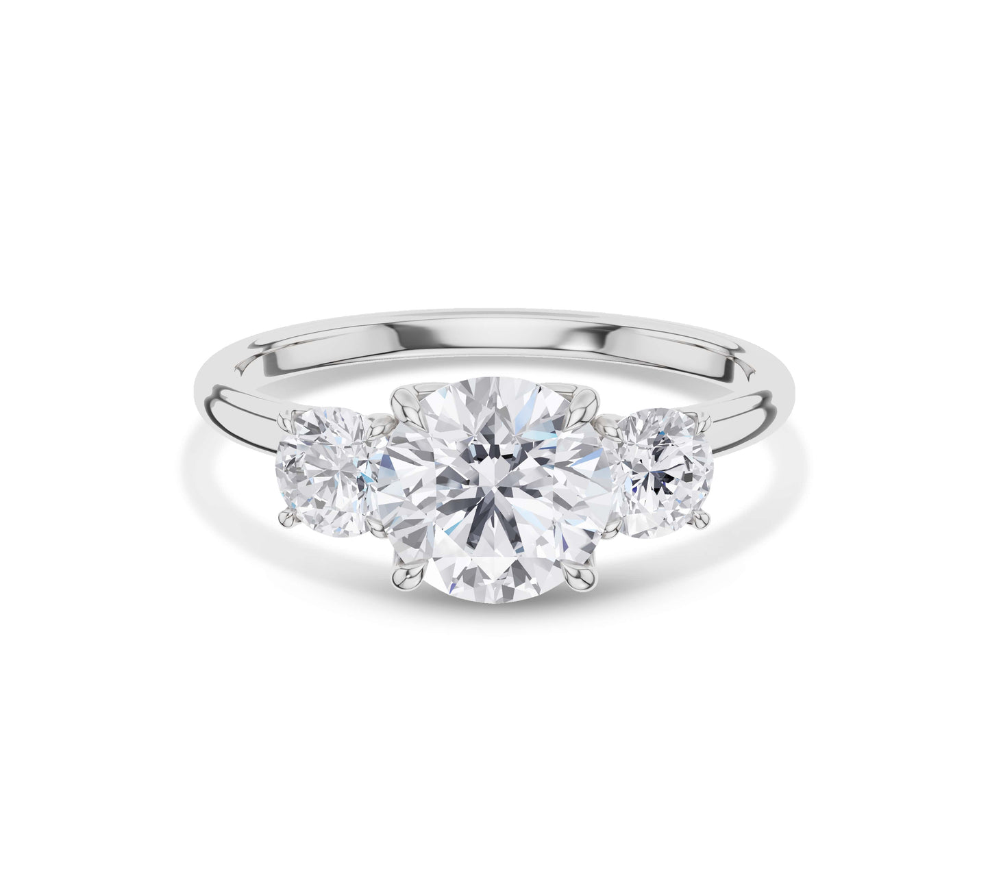 white gold classic three diamond ring