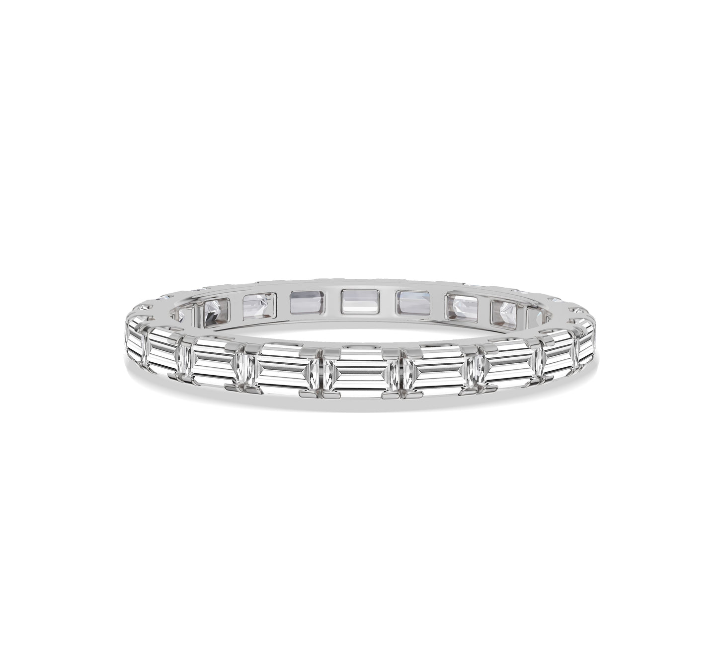 white golf baguette diamond wedding band