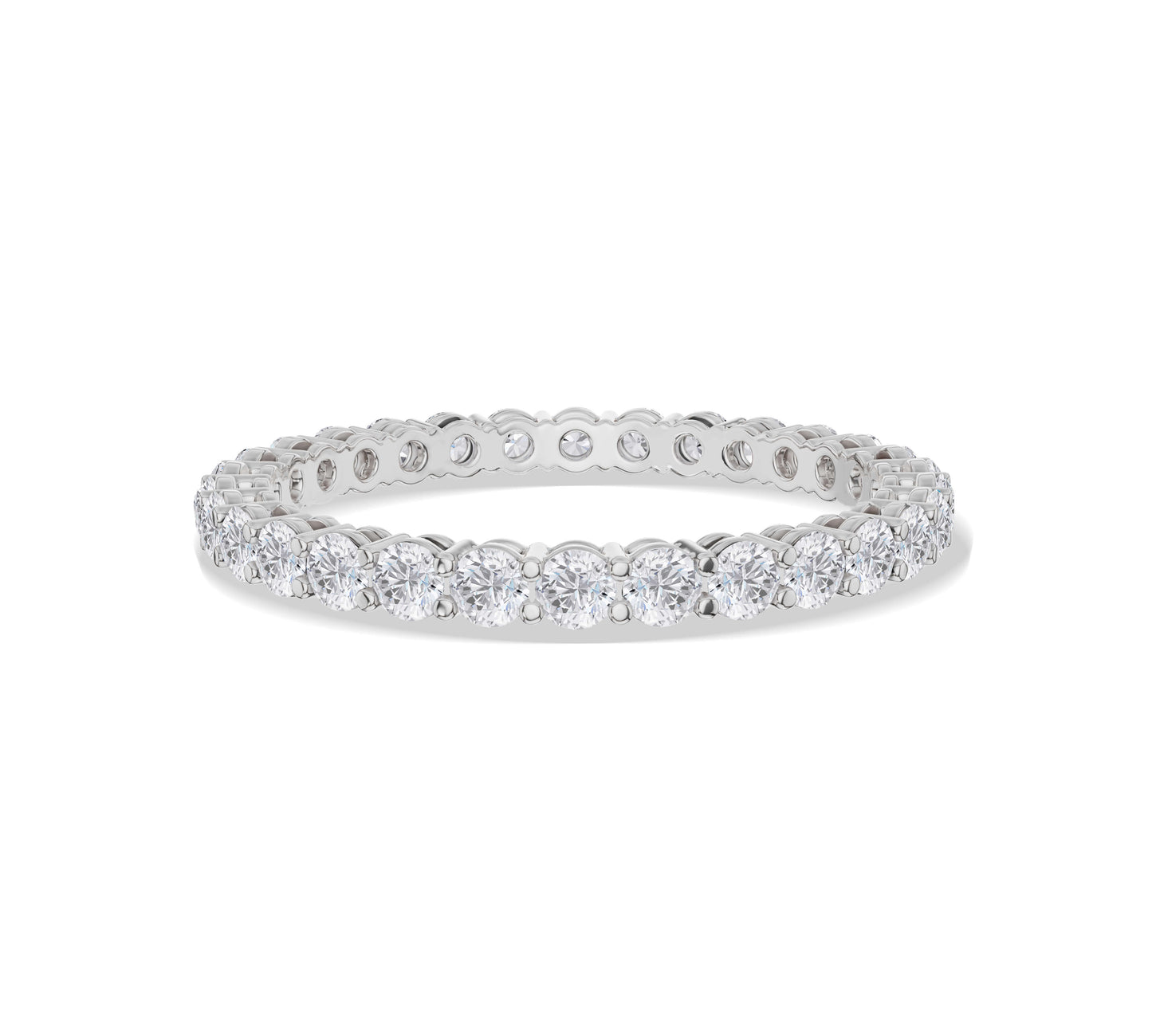 Yellow gold eternity band with classic prong setting