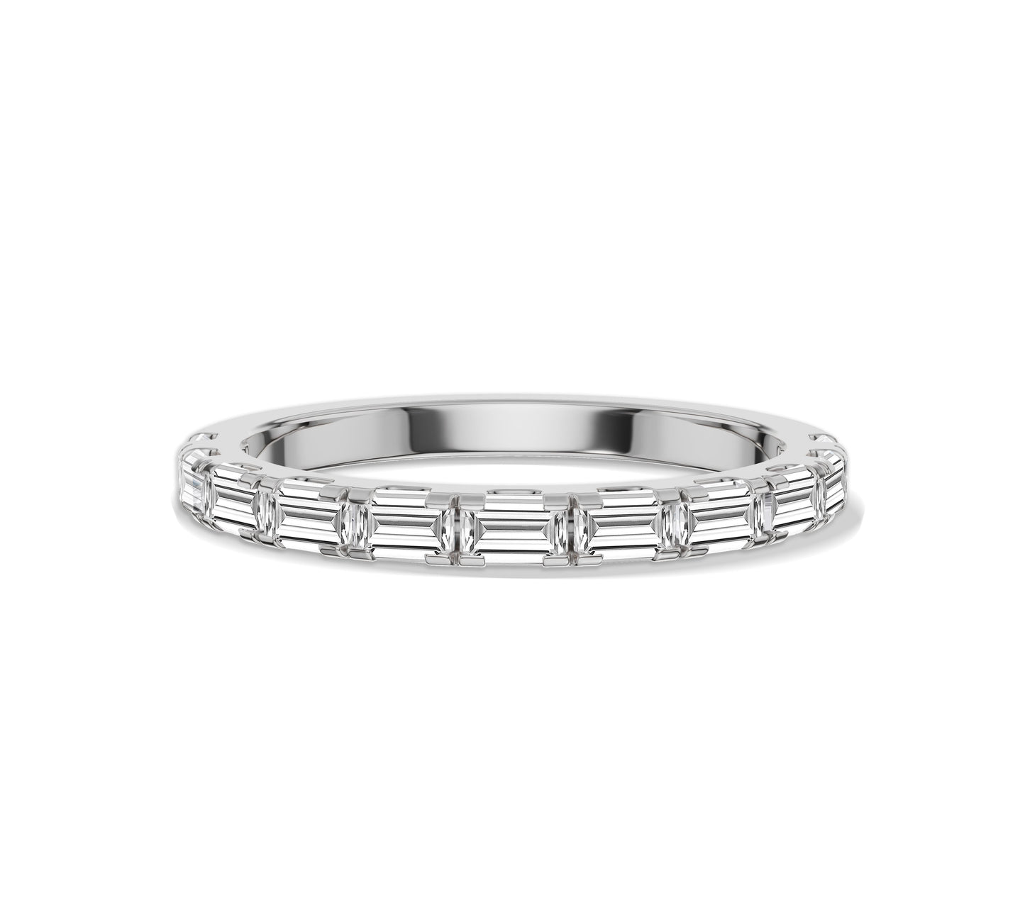 white gold baguette diamond wedding band
