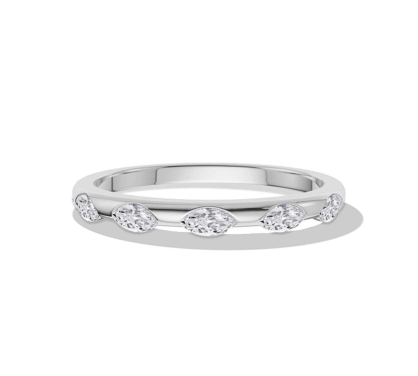 marquise wedding band in white gold