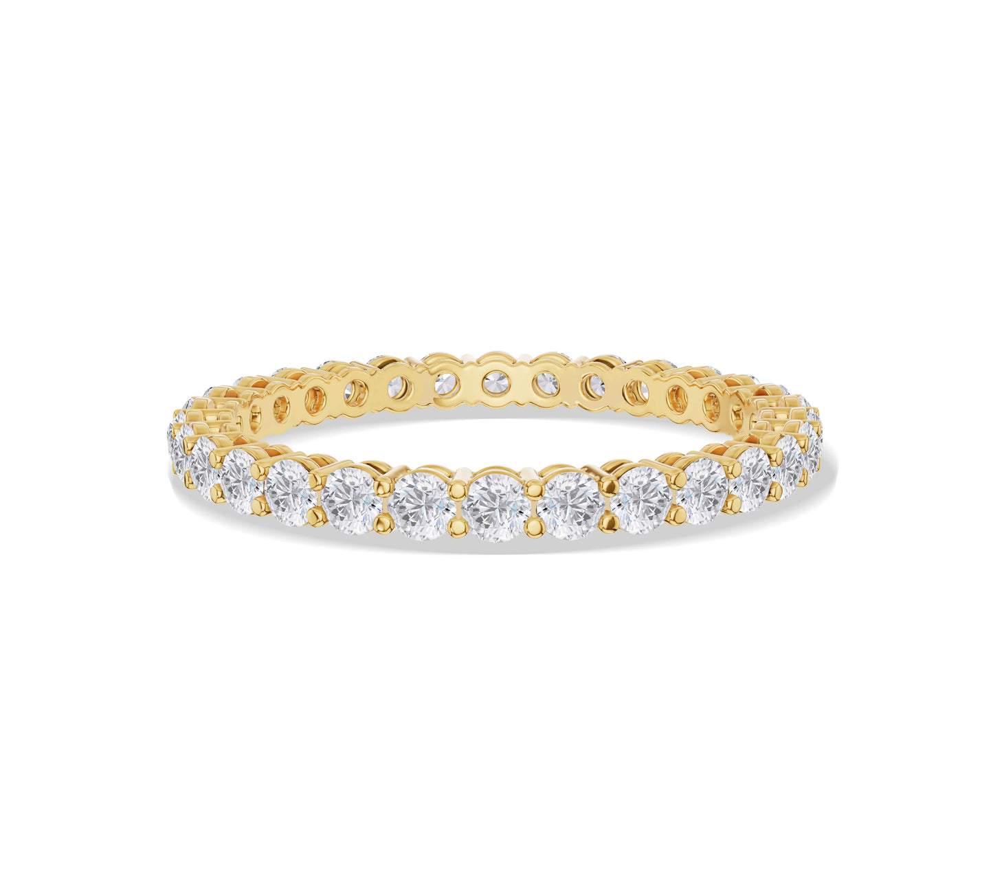Round-cut diamond eternity ring in yellow gold