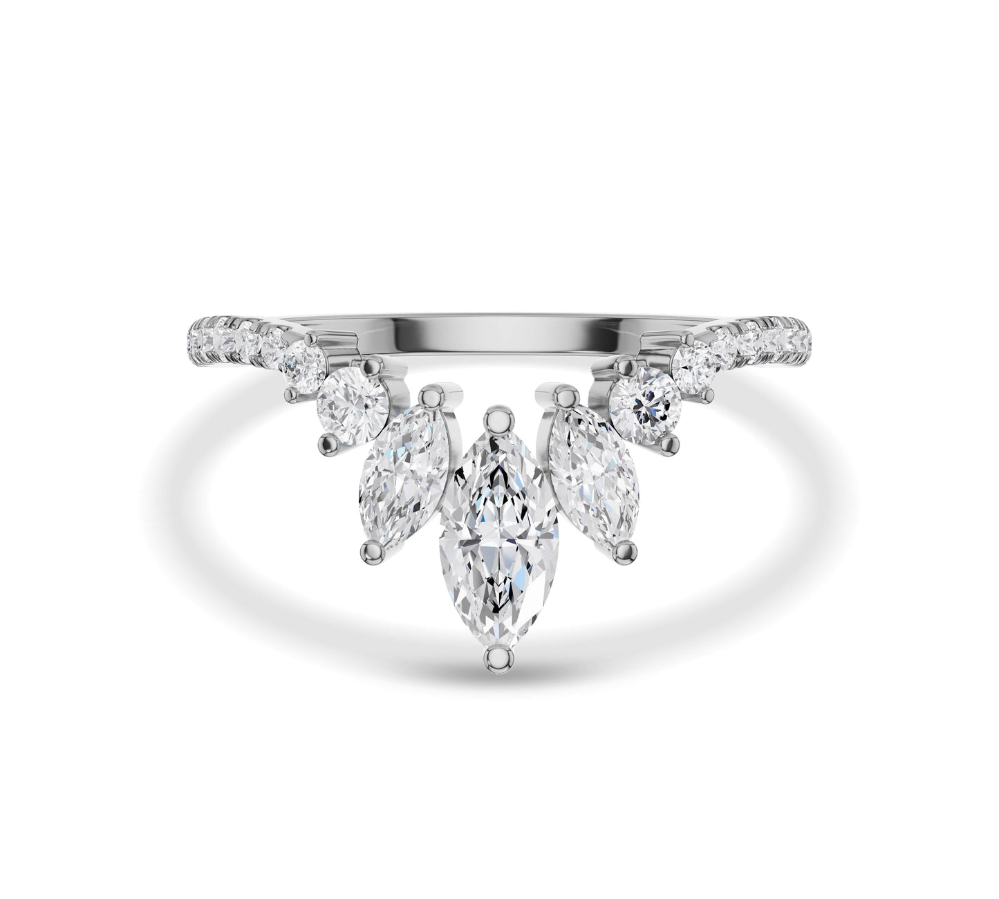 Contemporary clustered design with marquise shaped brilliance