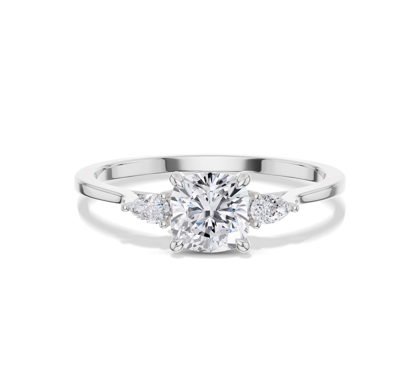 cushion cut engagement rings on hand