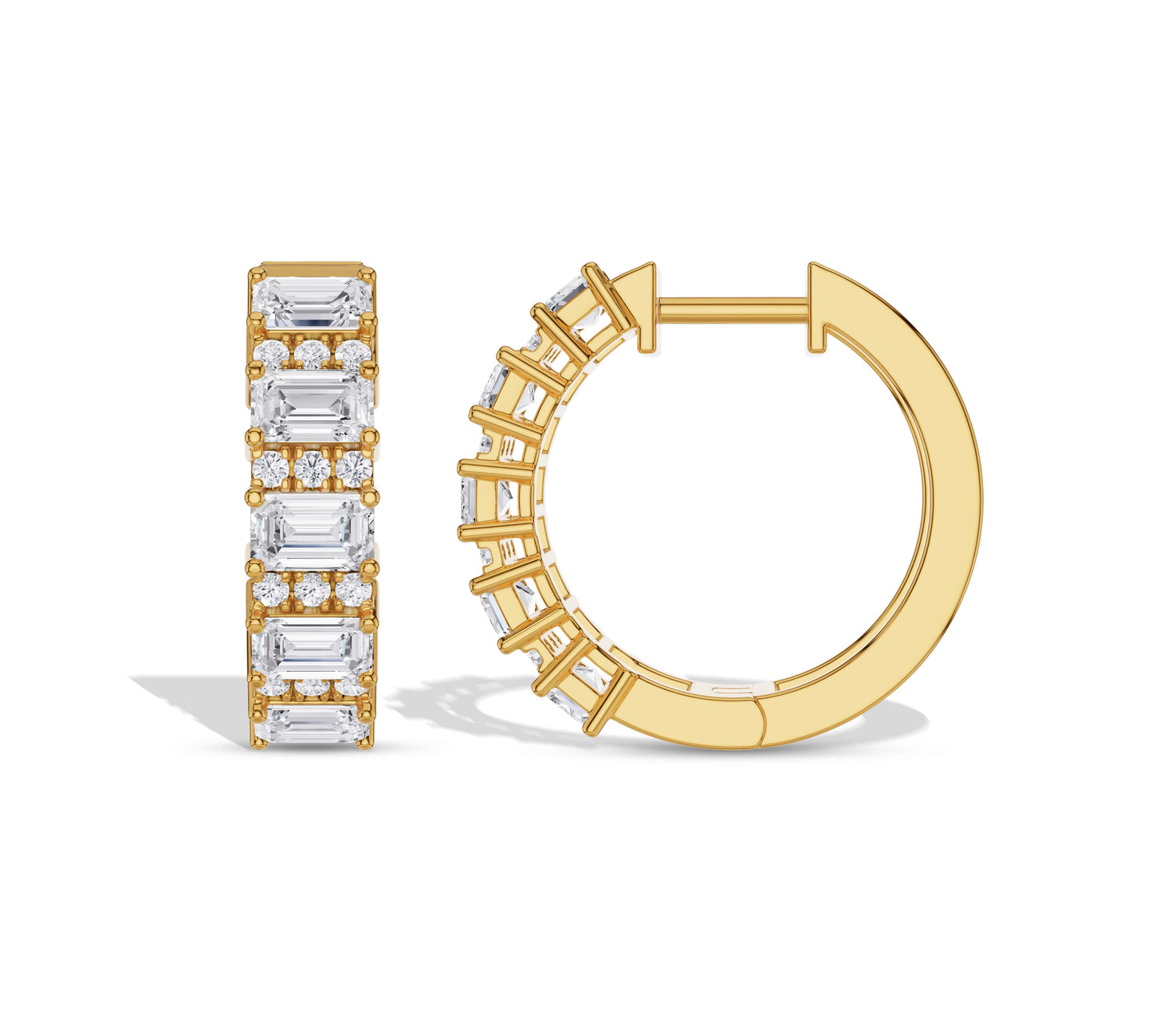 Round and Emerald Hoops