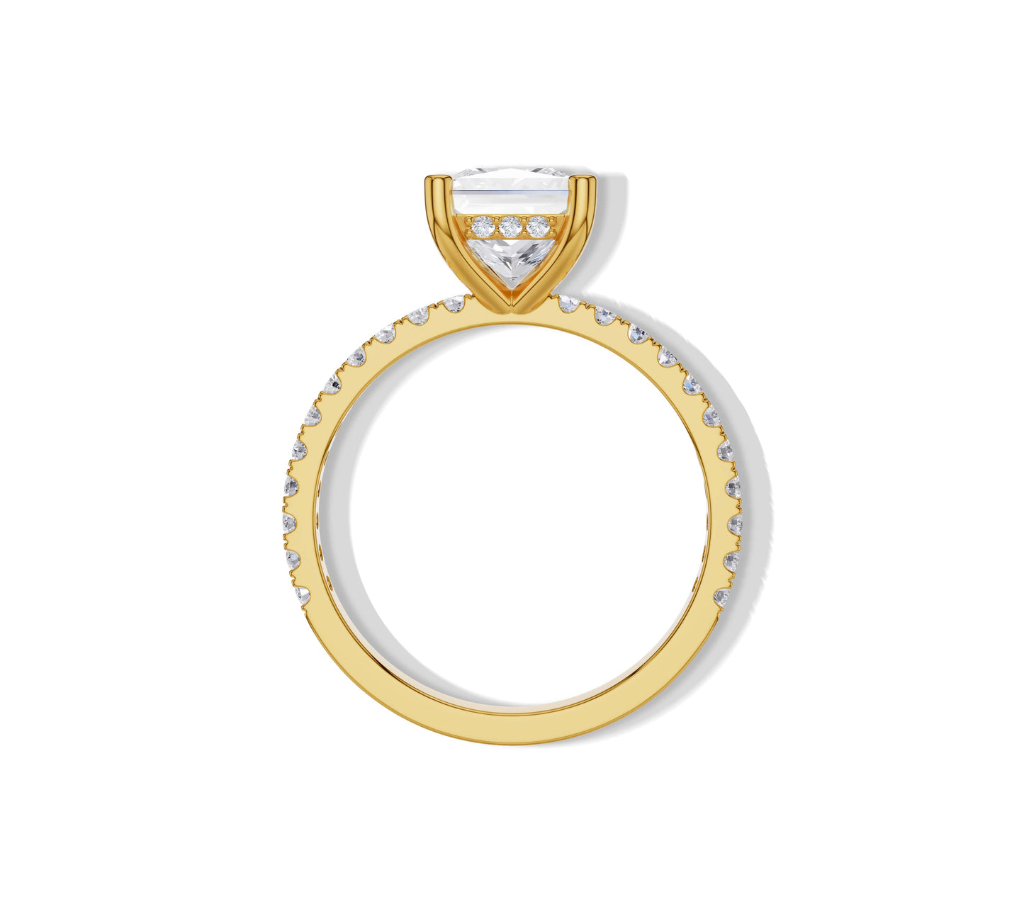 Gold princess cut diamond ring with lab-grown stone