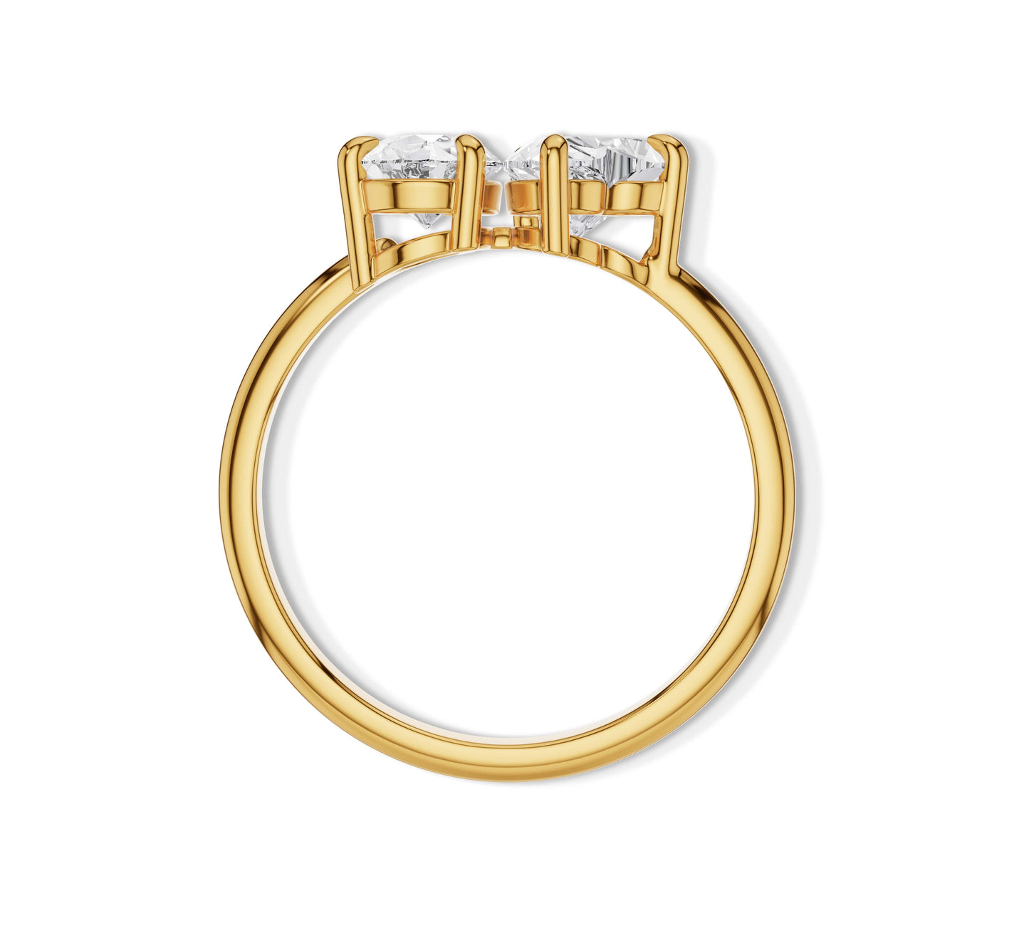 toi et moi engagement rings in yellow gold