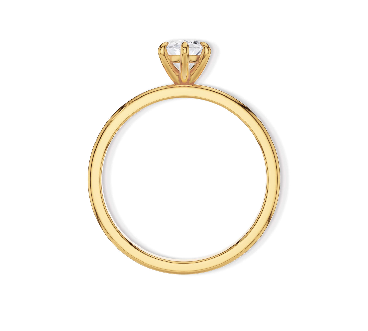 Side profile of marquise diamond engagement ring on finger