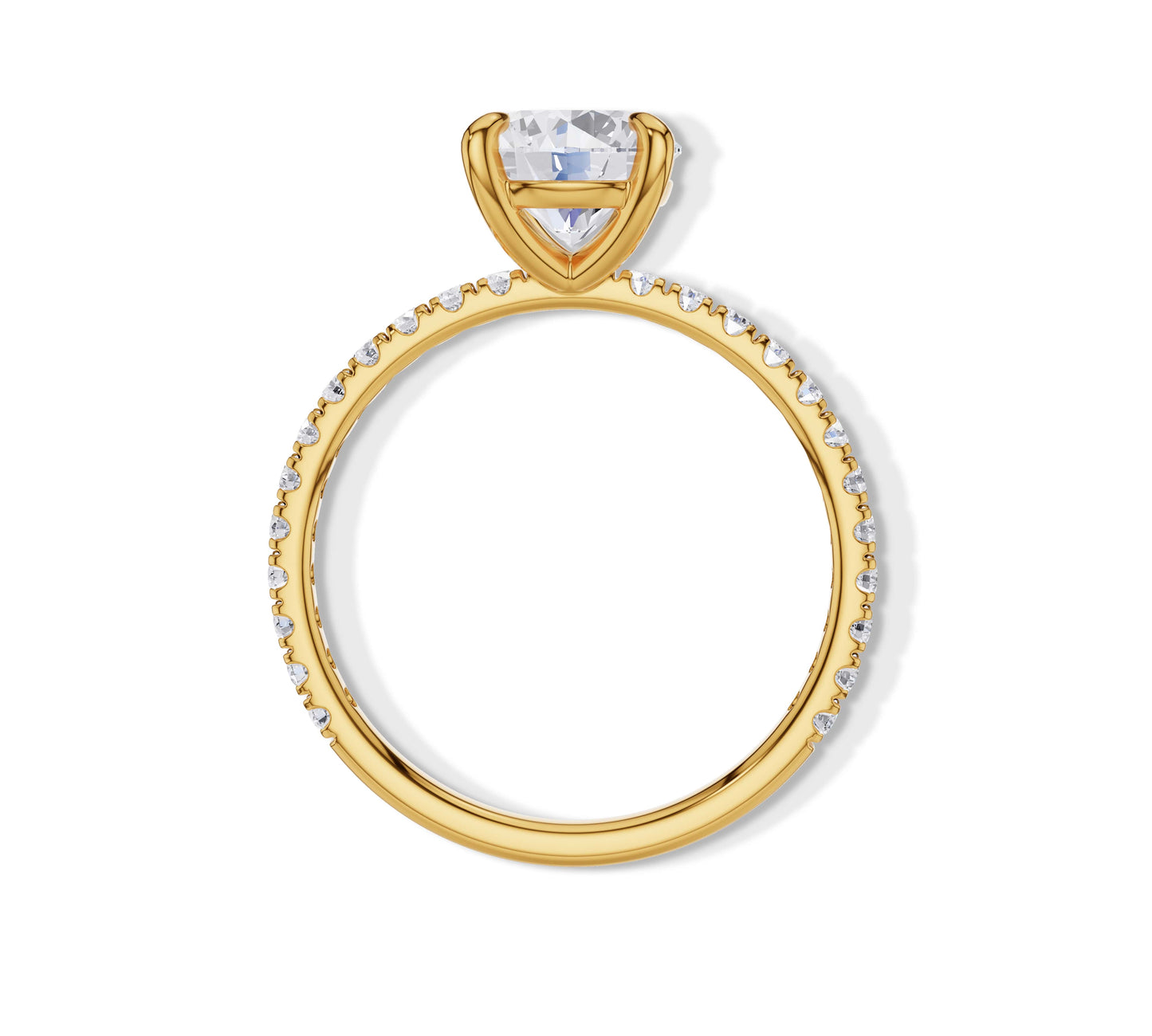 Yellow gold solitaire with full pavé diamond band