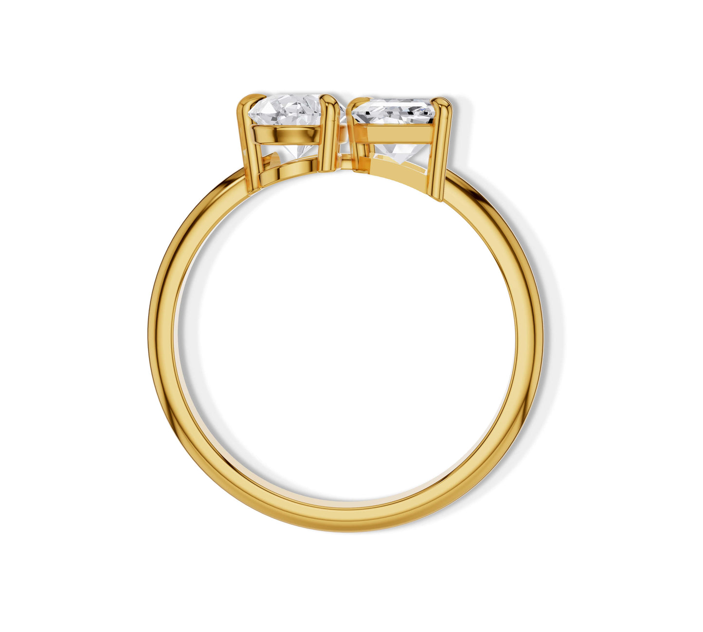 18K yellow gold Toi et Moi ring with contrasting diamond shapes