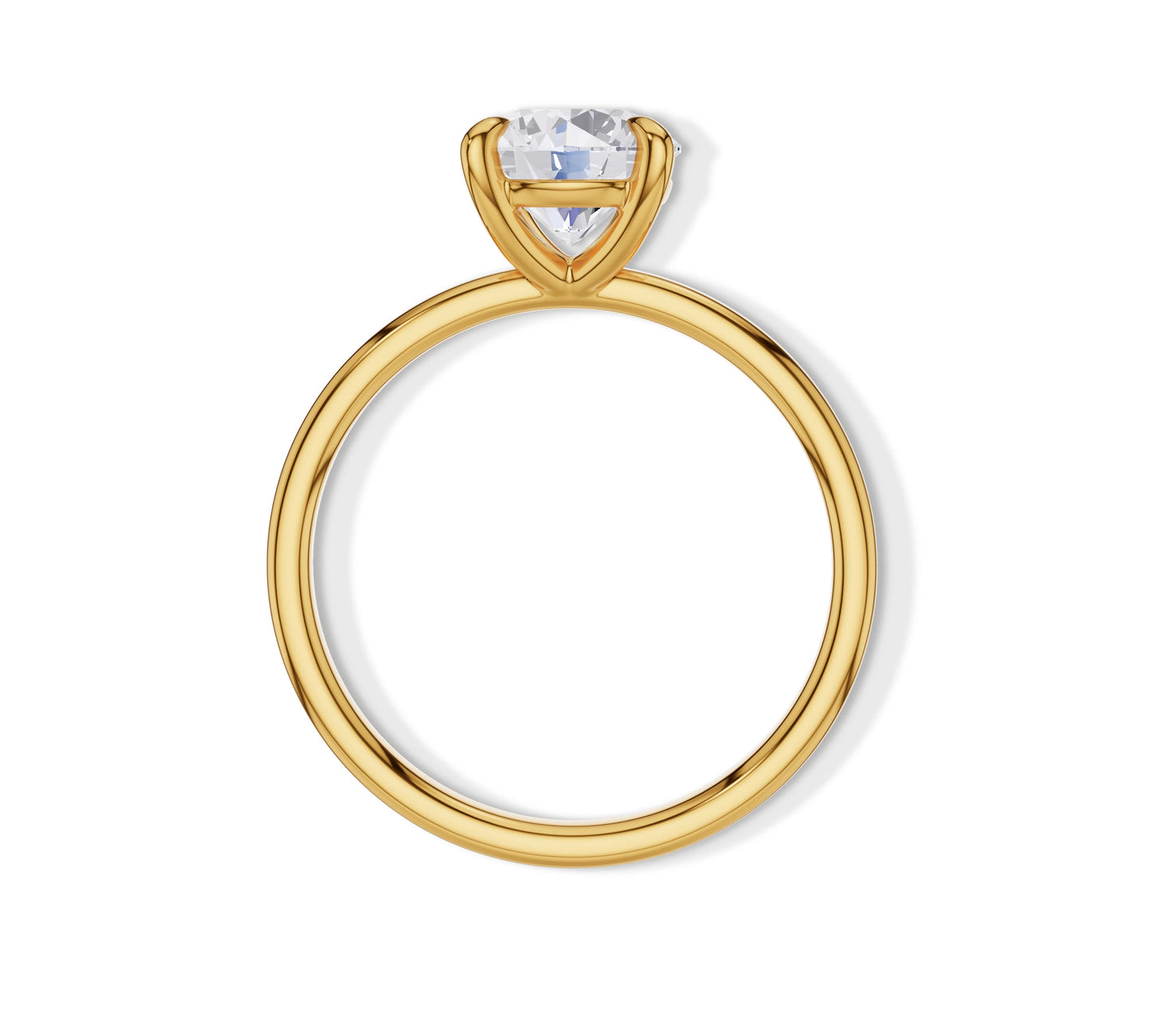 Four-prong solitaire engagement ring with modern design
