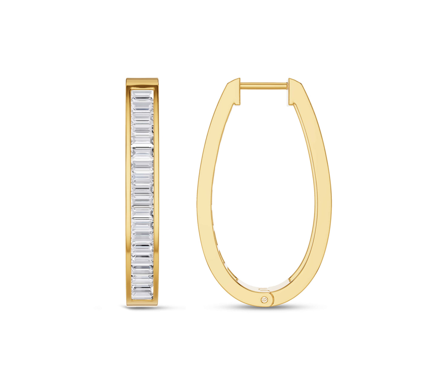 baguette diamond hoop earrings