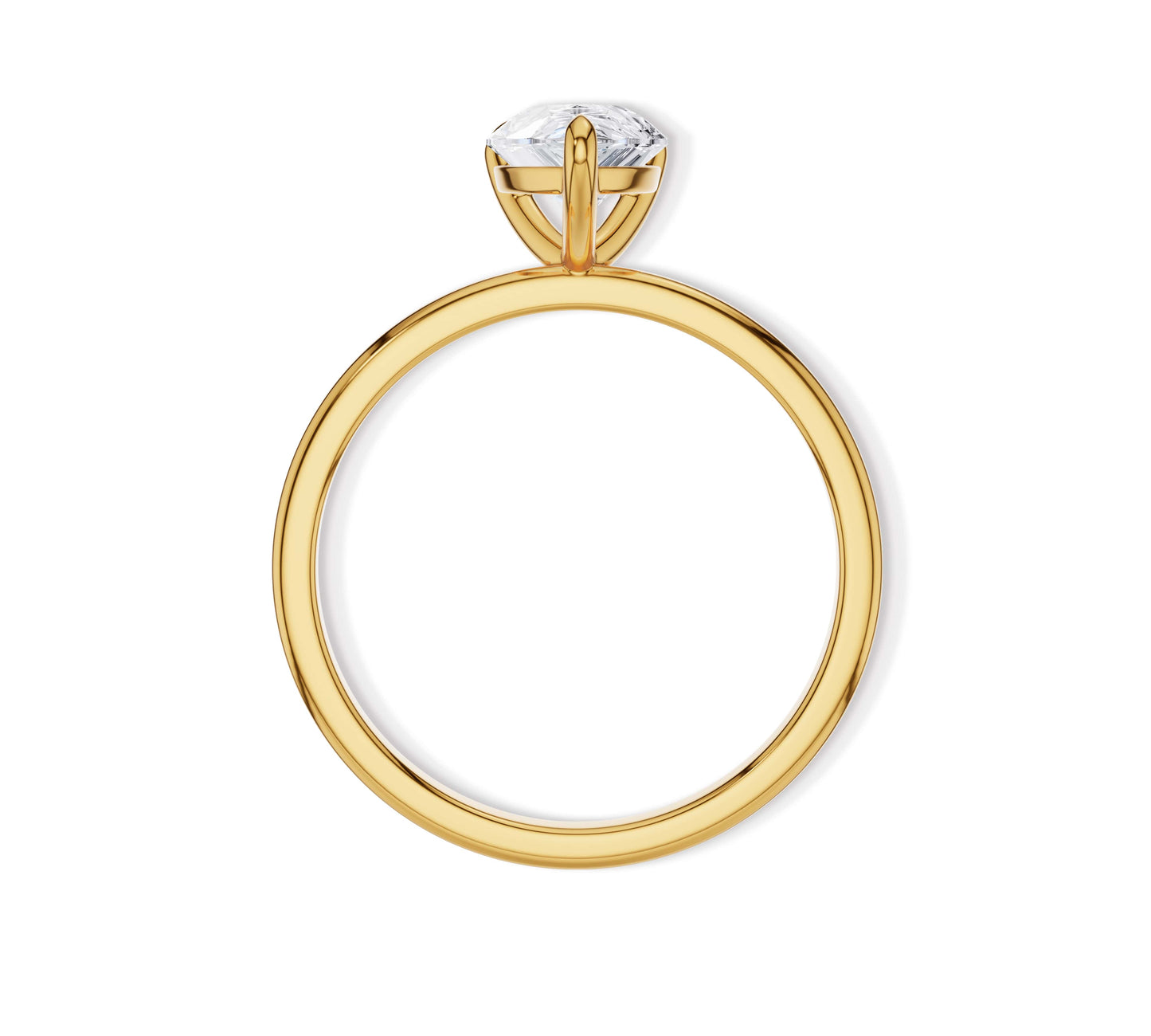 Elegant yellow gold solitaire pear ring
