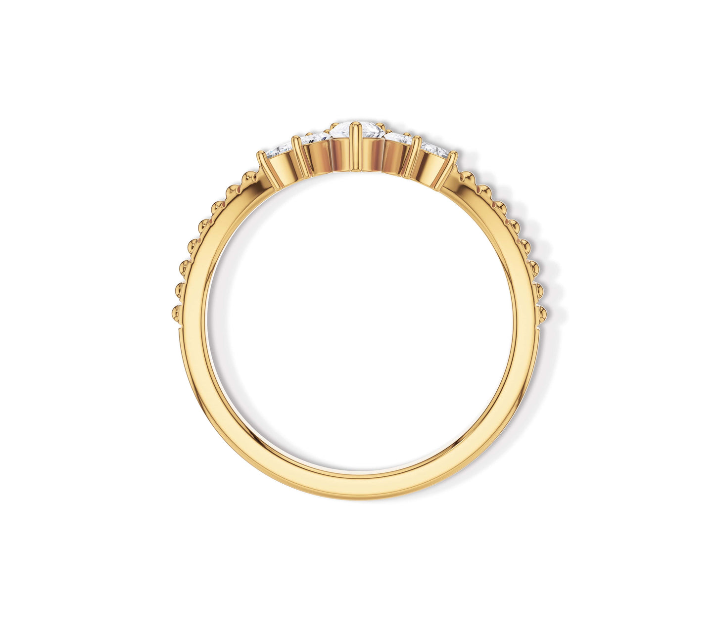 Moissanite Pear and Marquise Curved Wedding Band