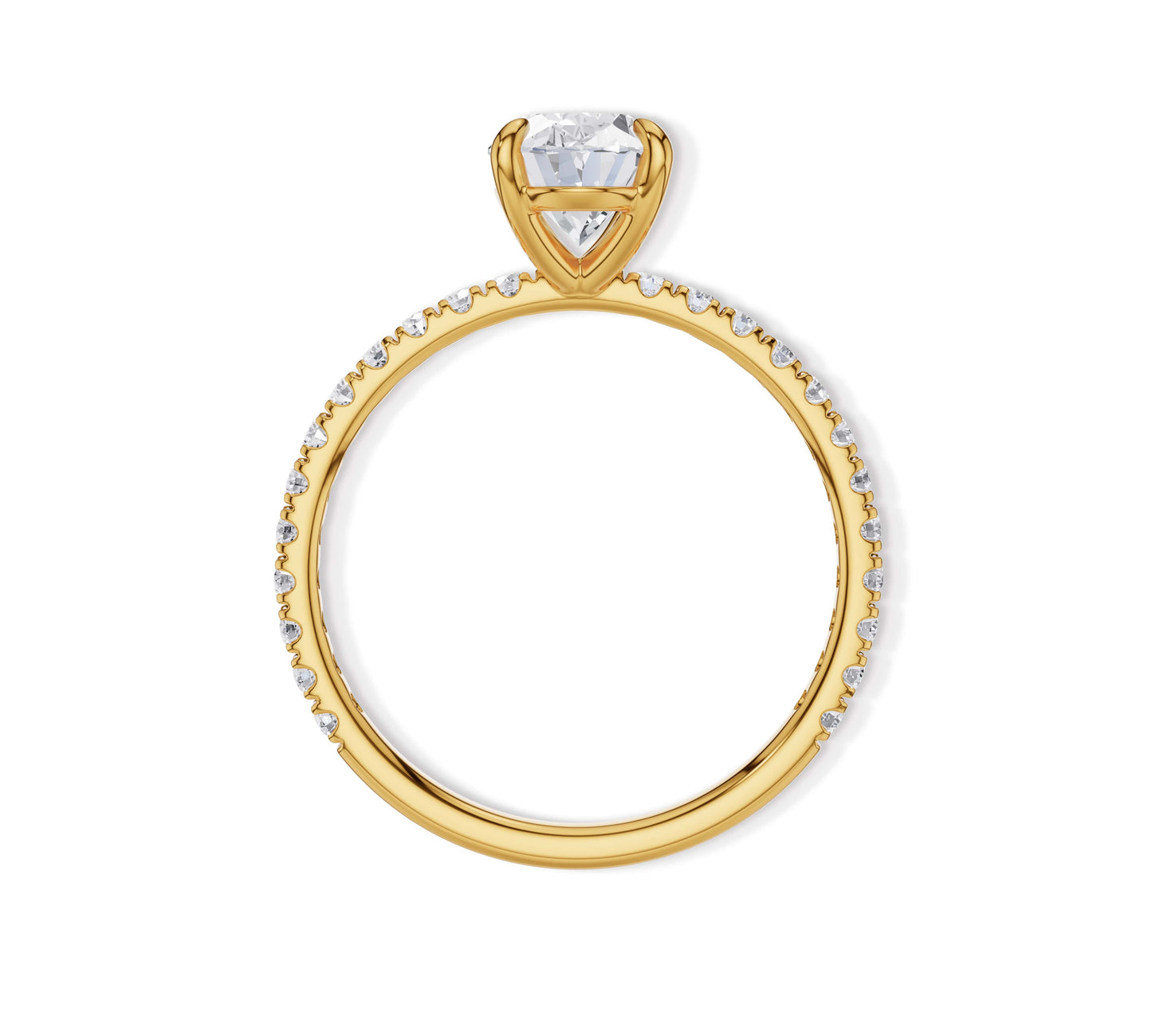 Elegant oval cut diamond ring in yellow gold band