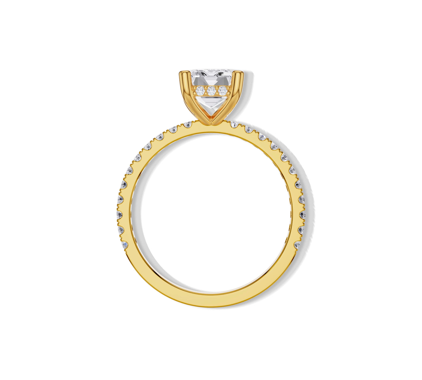Lab diamond emerald ring in 14K yellow gold