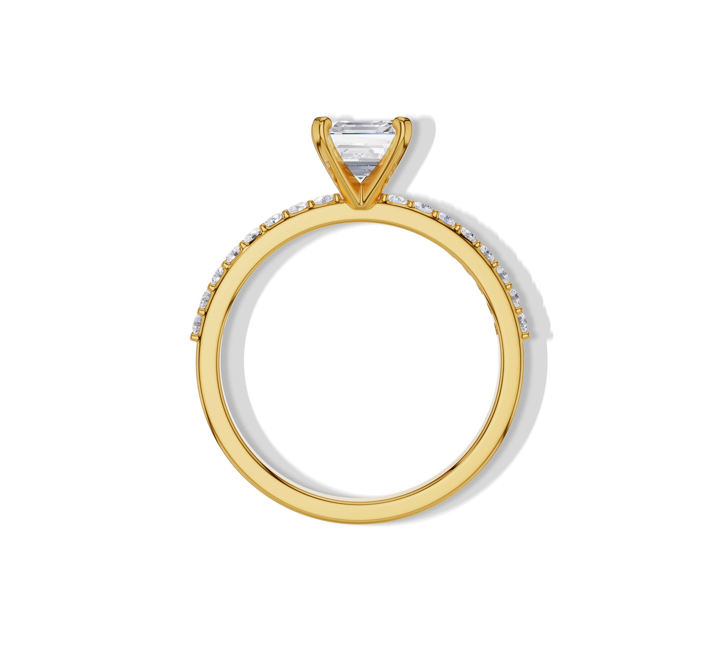 asscher diamond ring with pave diamond
