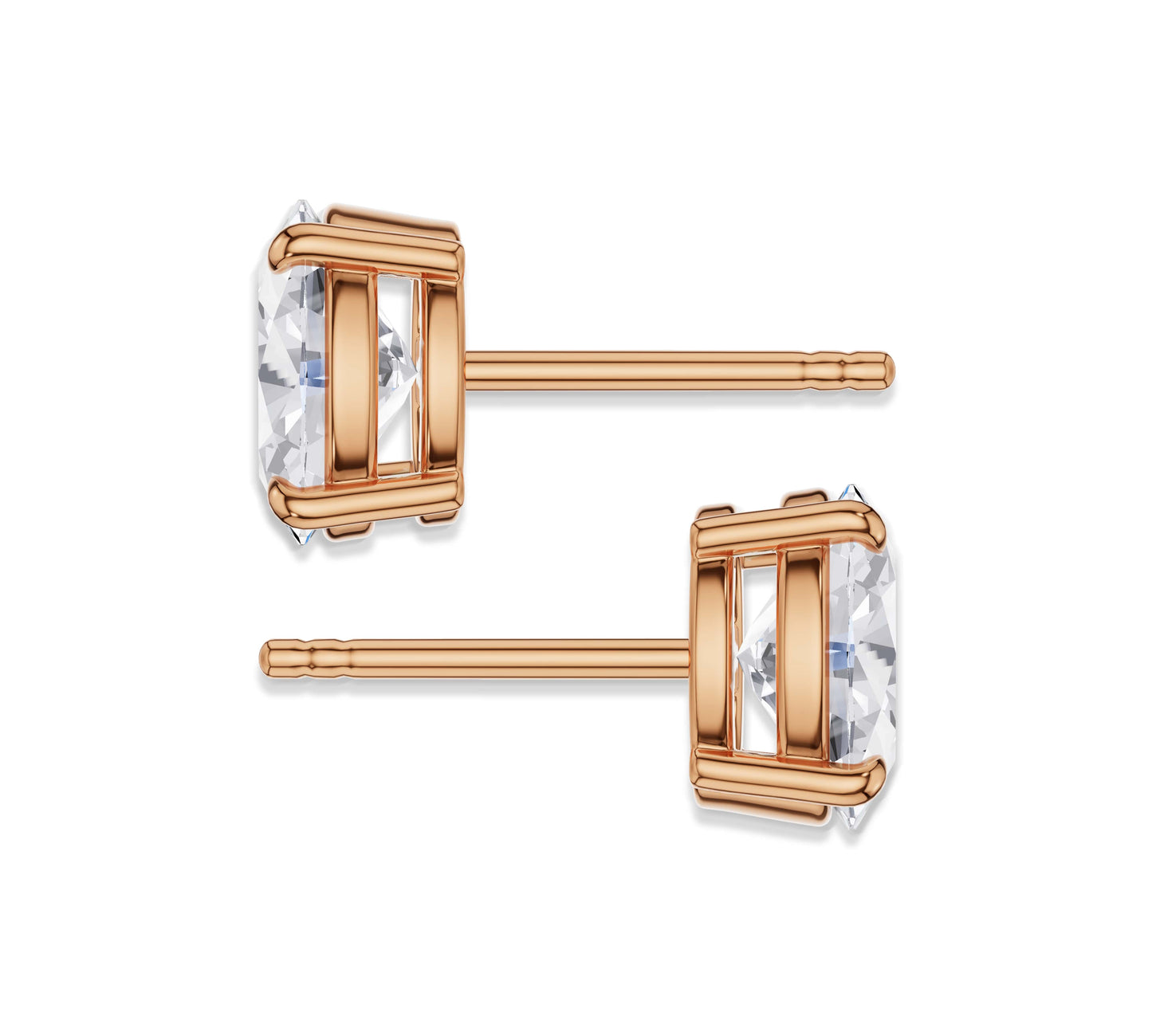 rose gold Oval Diamond Stud Earring