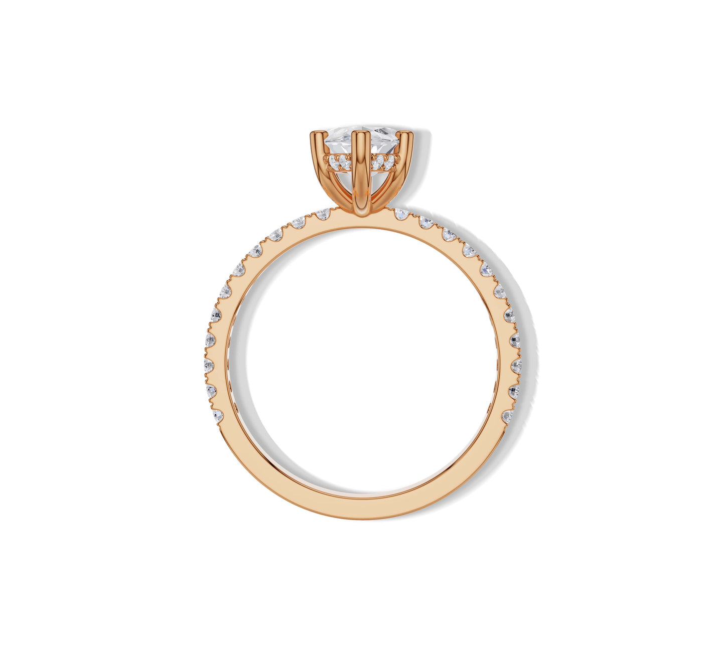 Floating marquise solitaire in rose tone with hidden halo