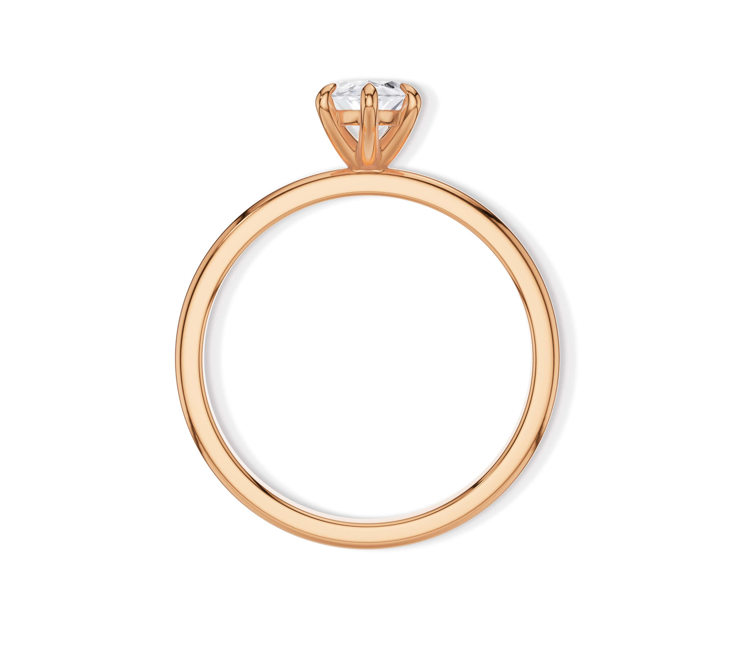 Marquise diamond ring with tapered band in white gold