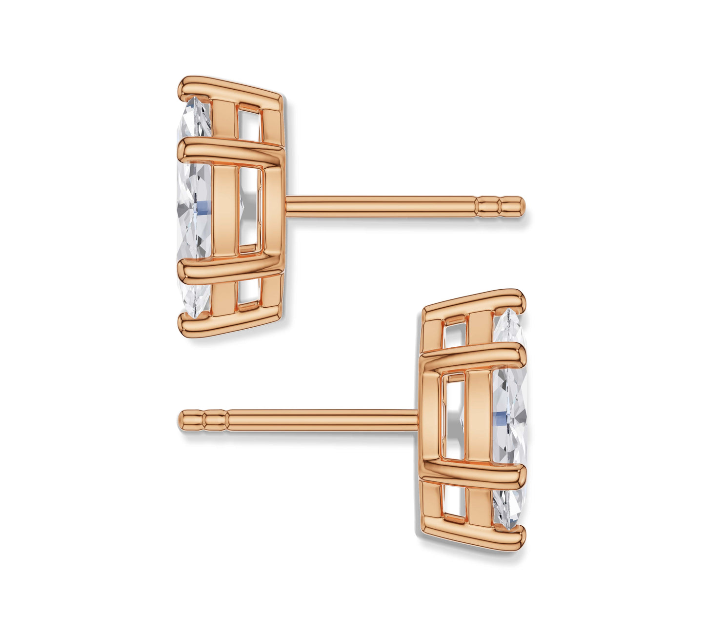 Marquise Diamond Stud Earrings Six Prong