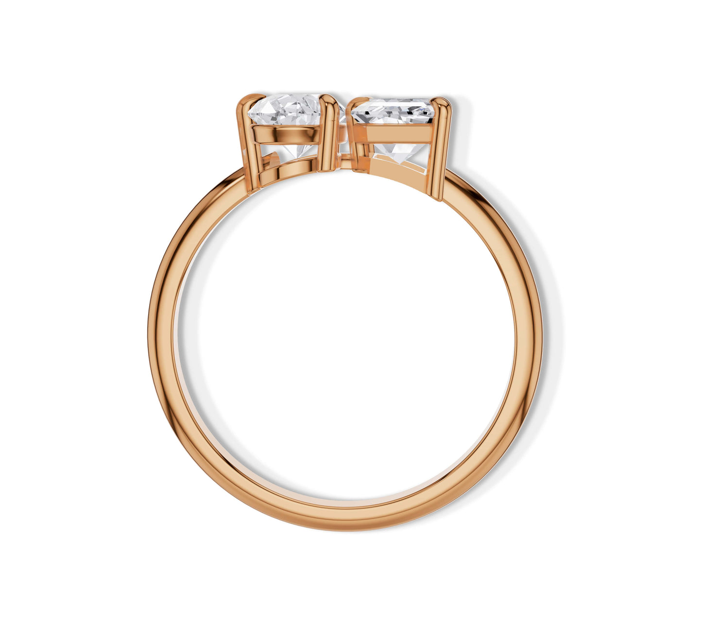 Romantic Toi et Moi ring in rose gold with designer flair