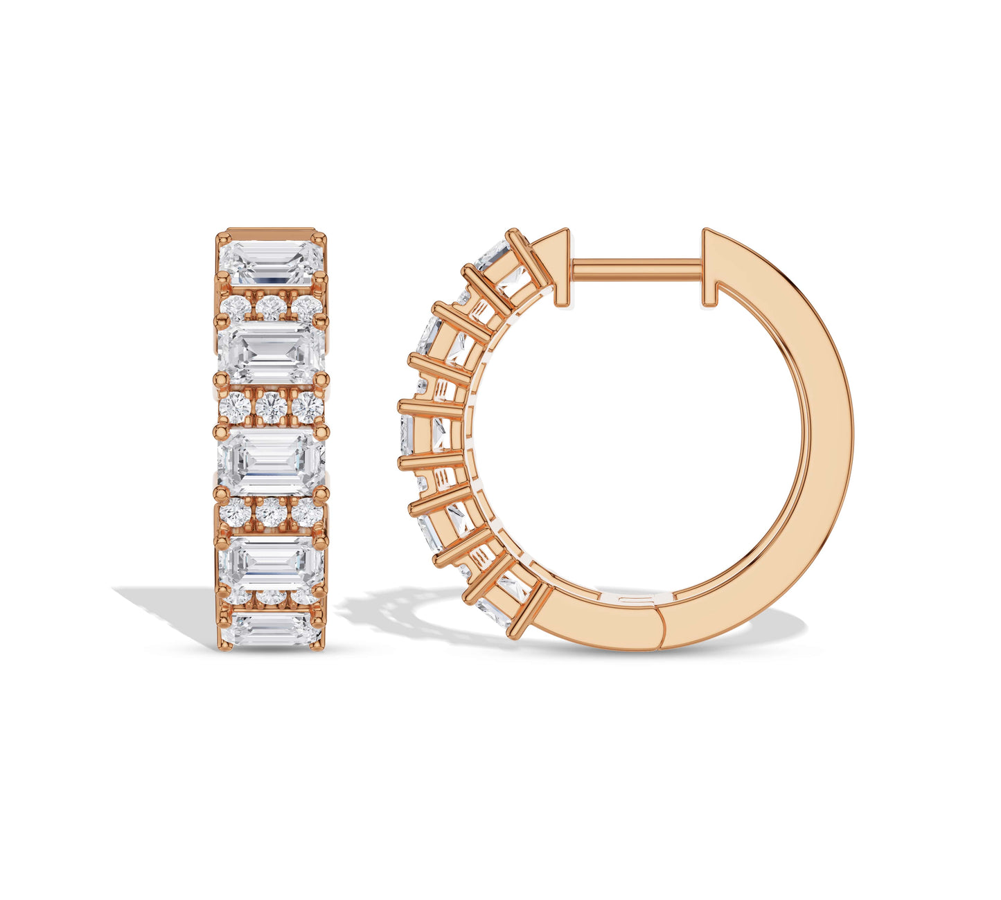 Round and Emerald Hoops