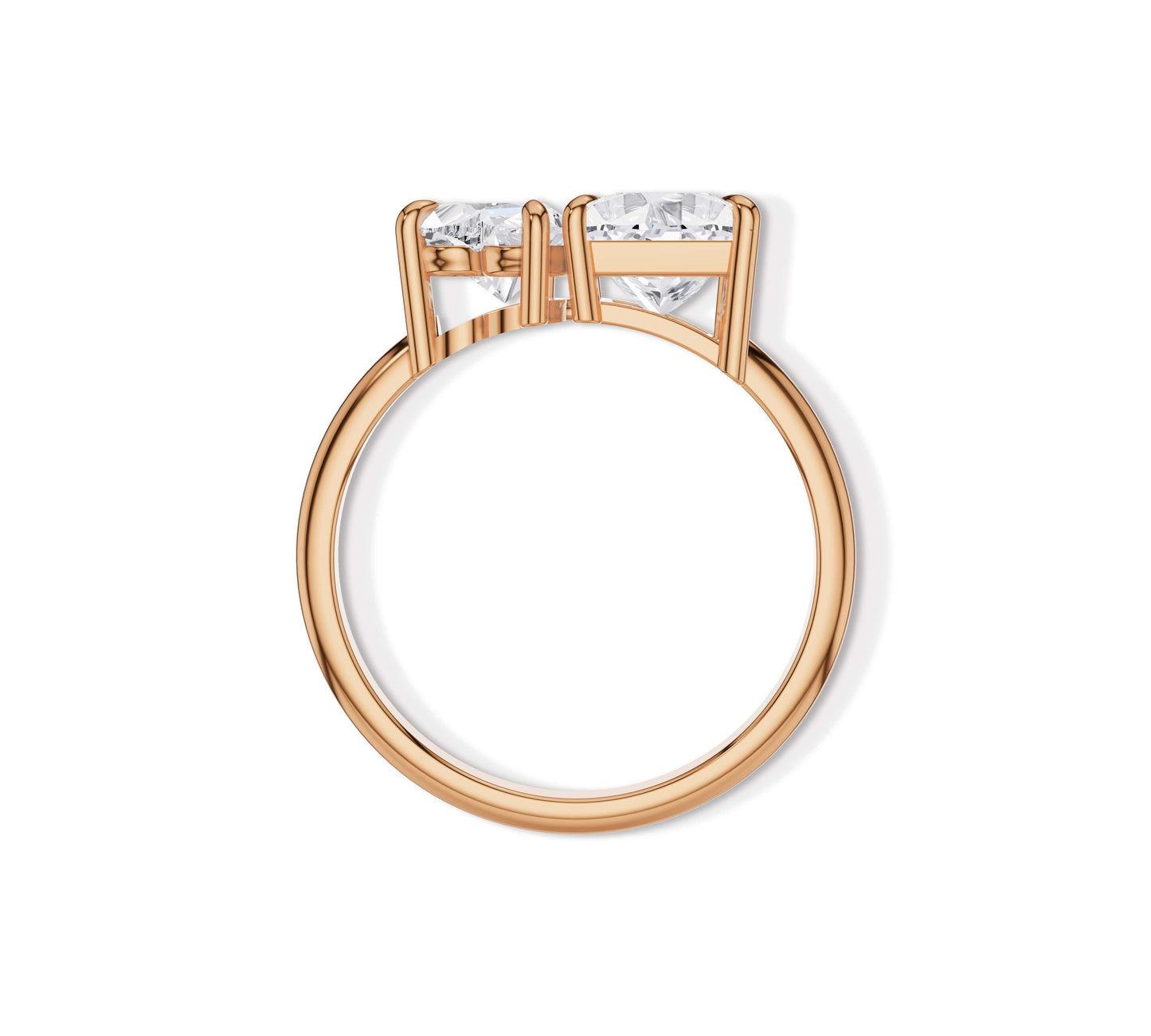 Romantic rose gold open ring with lab grown moissanite diamonds