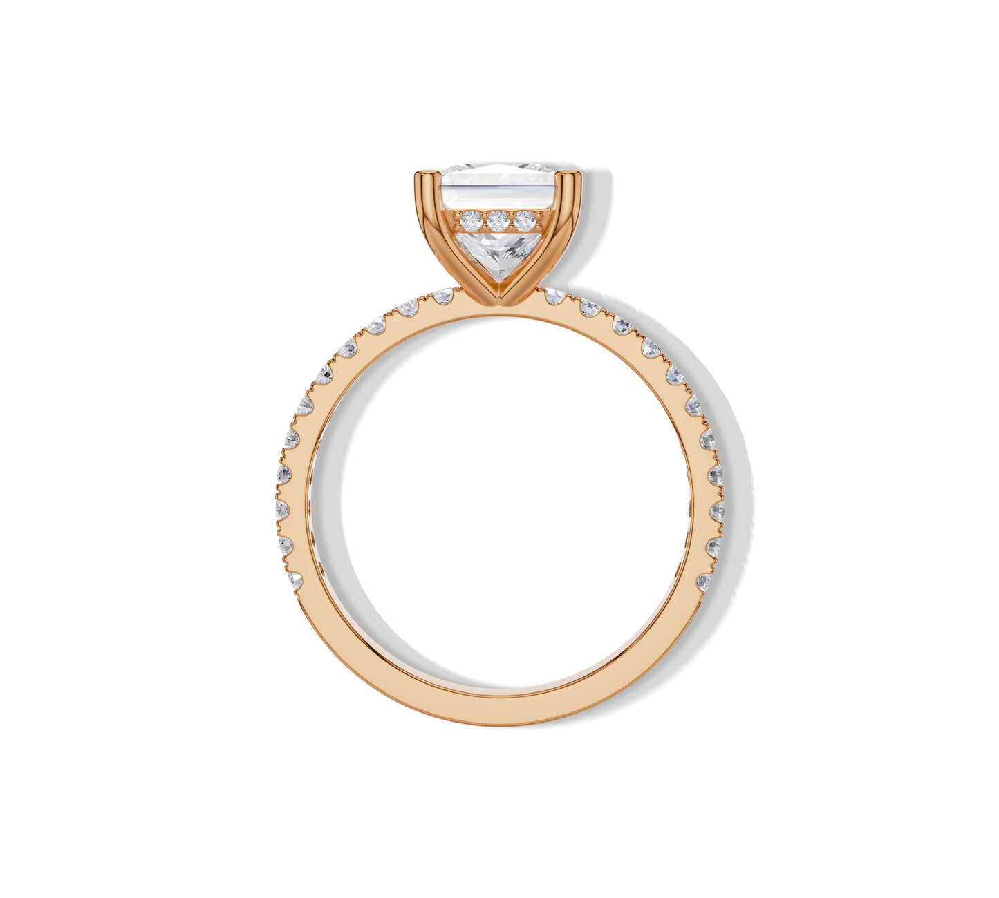 Rose gold princess ring with lab-grown brilliance