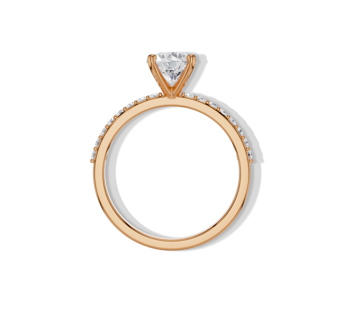 pave diamond ring band in rose gold