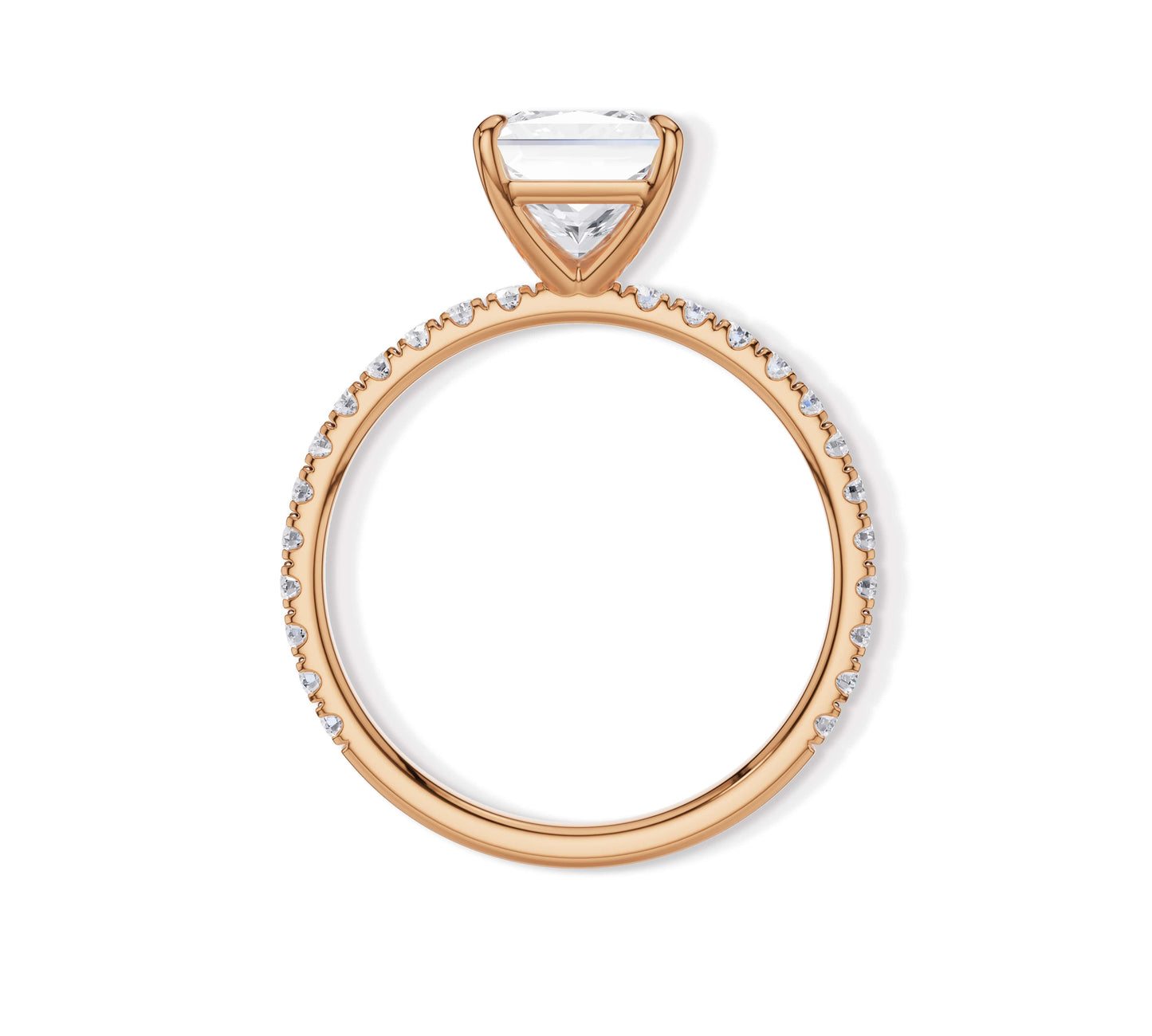 Rose gold pavé band ring with pear shaped diamond
