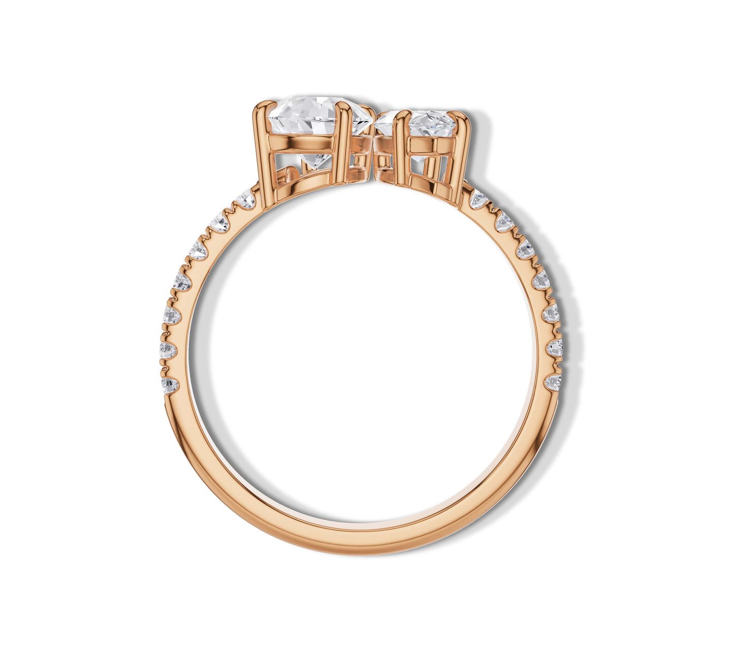 Artistic rose gold band with contrasting shaped diamonds