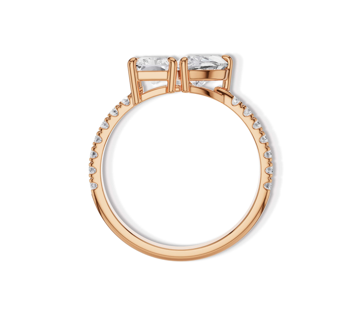 Romantic heart and radiant cut ring