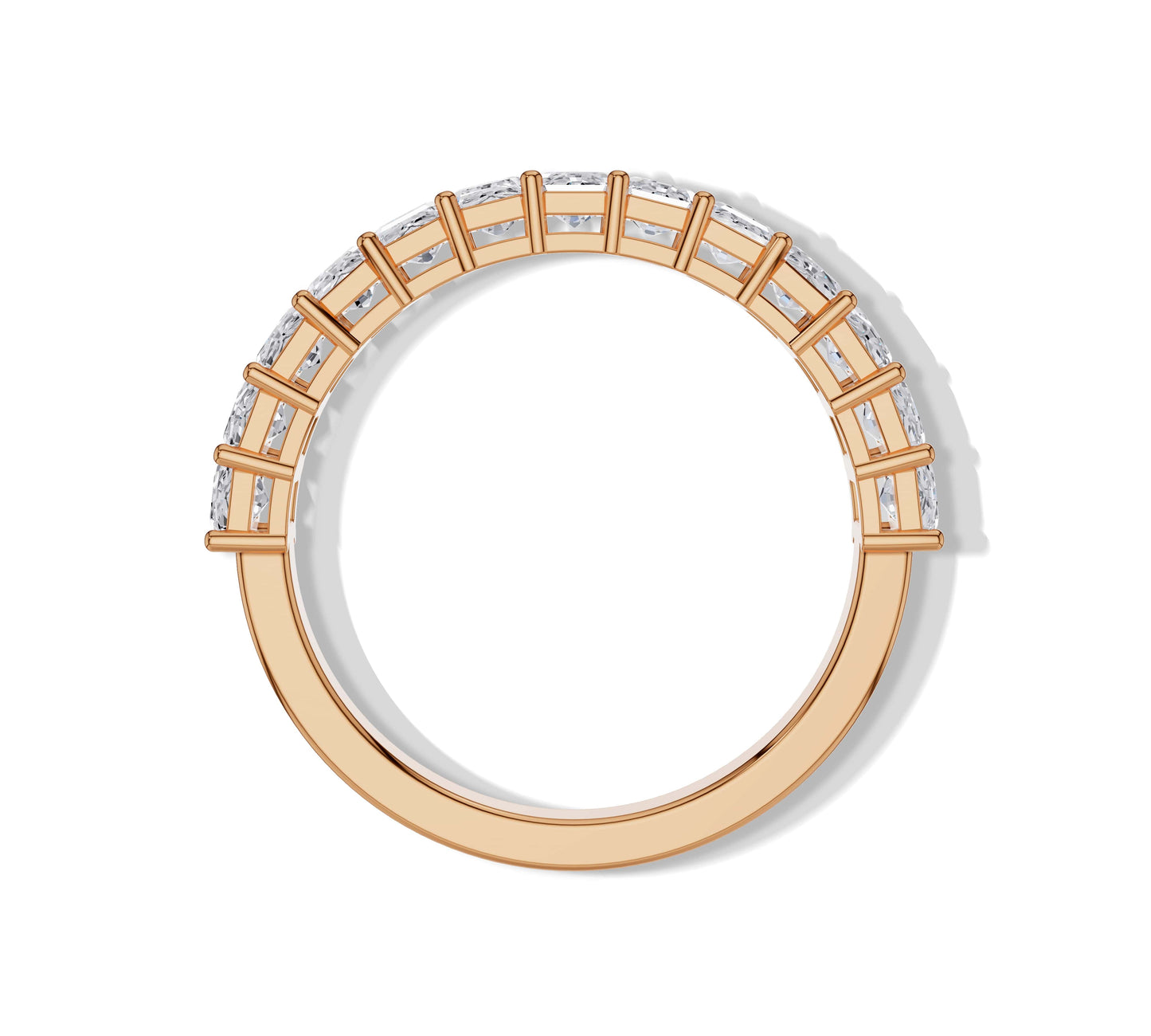 asscher cut anniversary band in rose gold