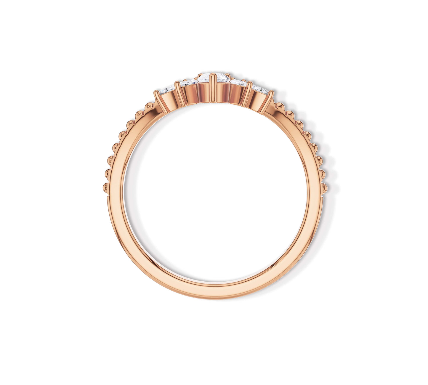 Moissanite Pear and Marquise Curved Wedding Band