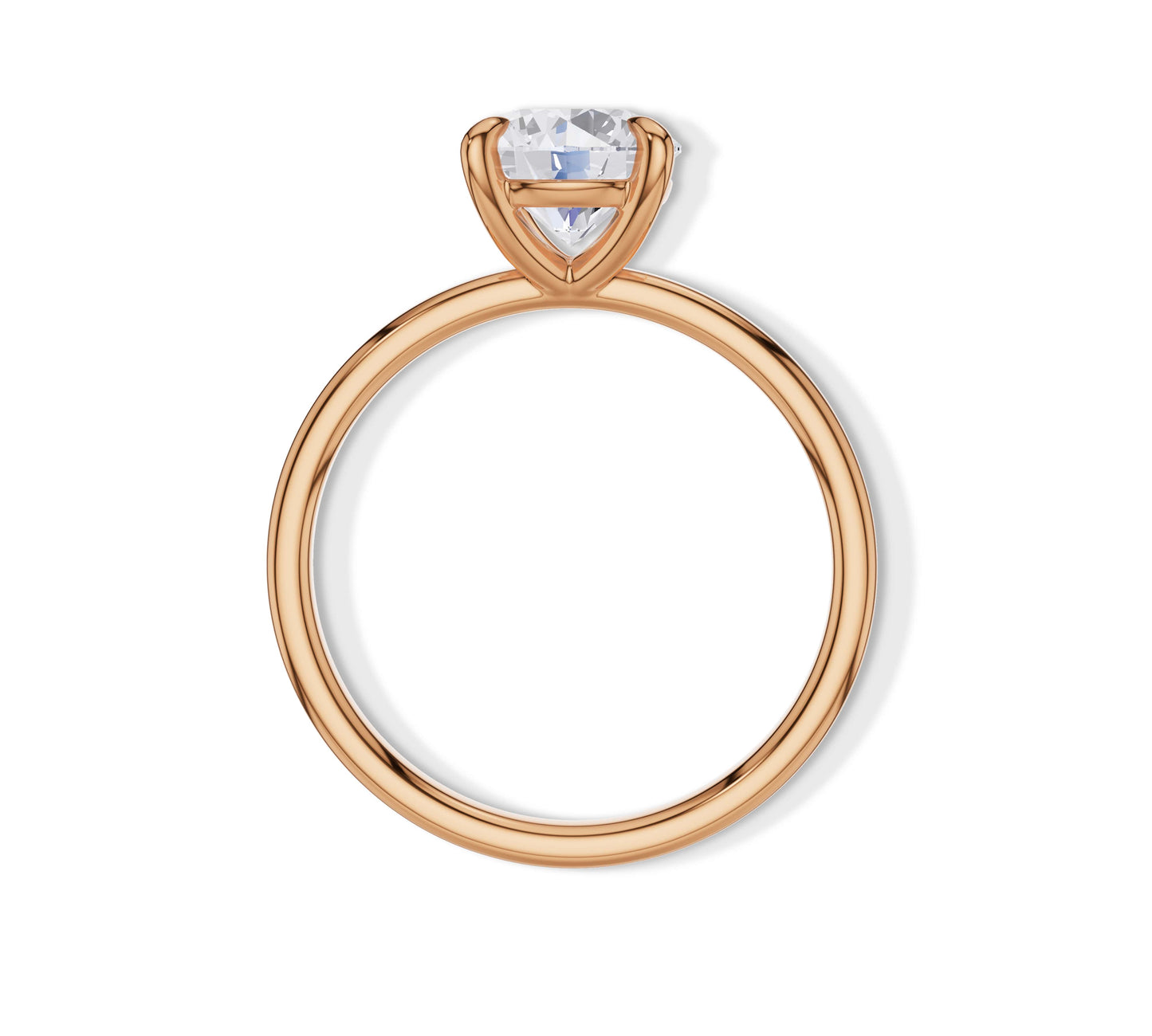 Polished gold band with solitaire round centerpiece