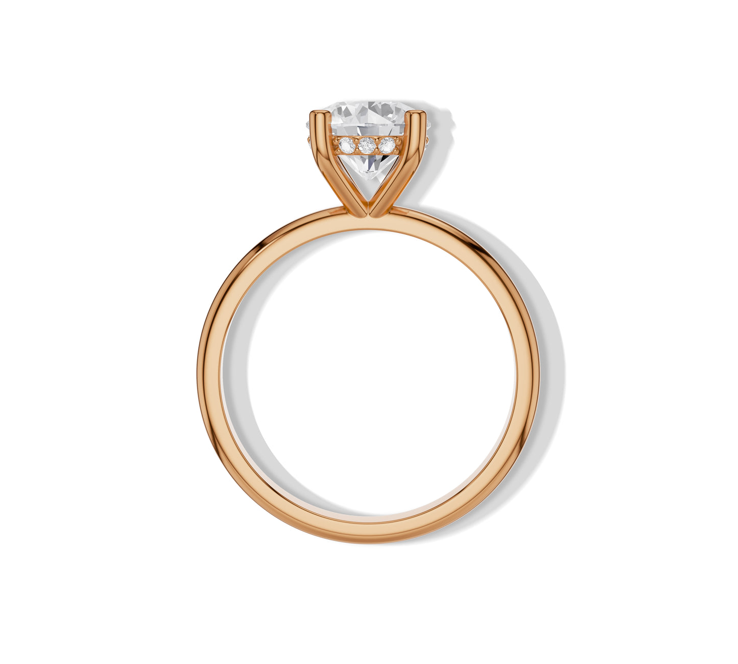 Lab Grown Diamond Round Cut Hidden Halo Engagement Ring