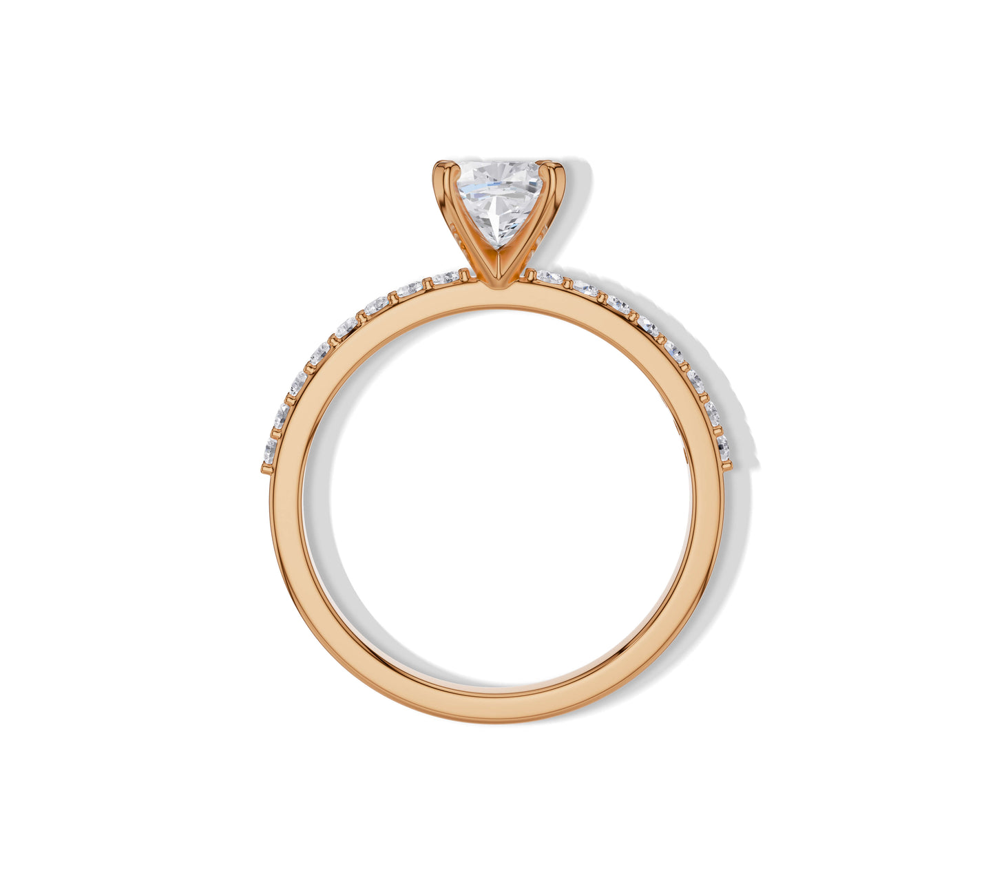 pave engagement rings with diamond shank