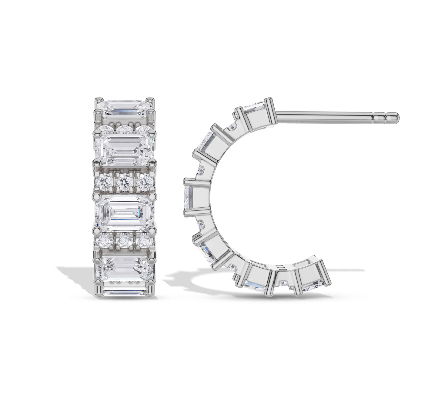 white gold emerald hoop earrings